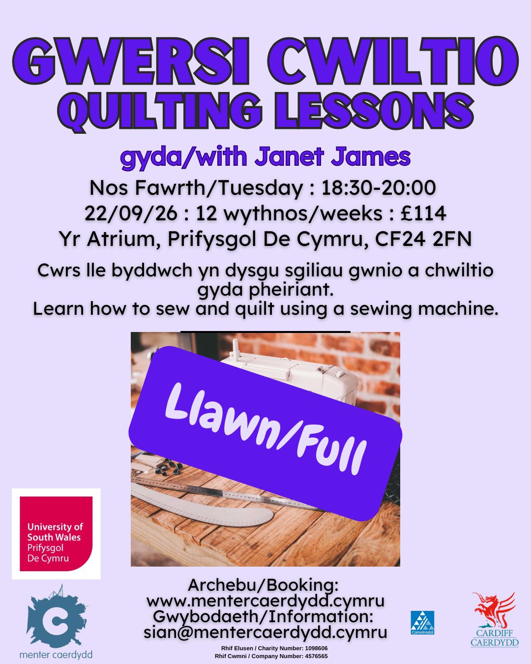 Cwiltio Tymor yr Hydref 2026 - LLAWN