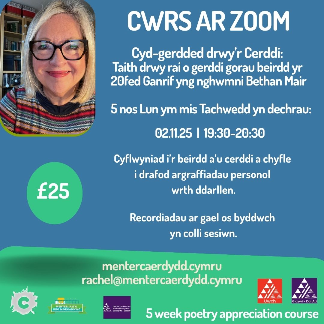Cwrs Barddoniaeth yr 20fed Ganrif ar Zoom