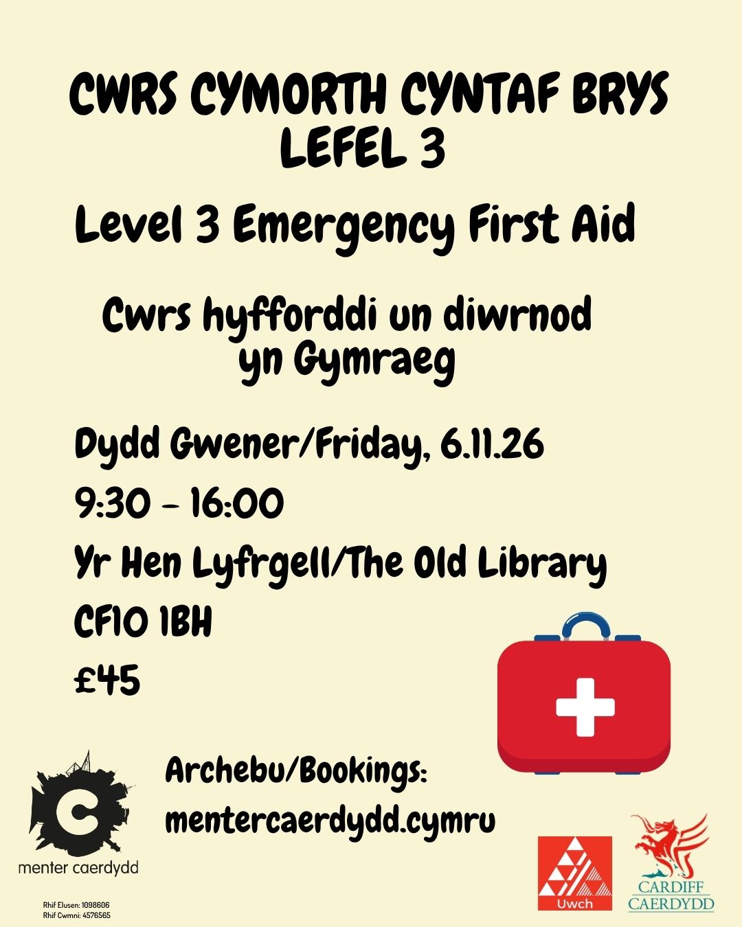 Cymorth Cyntaf Brys Lefel 3 - 6.11.26