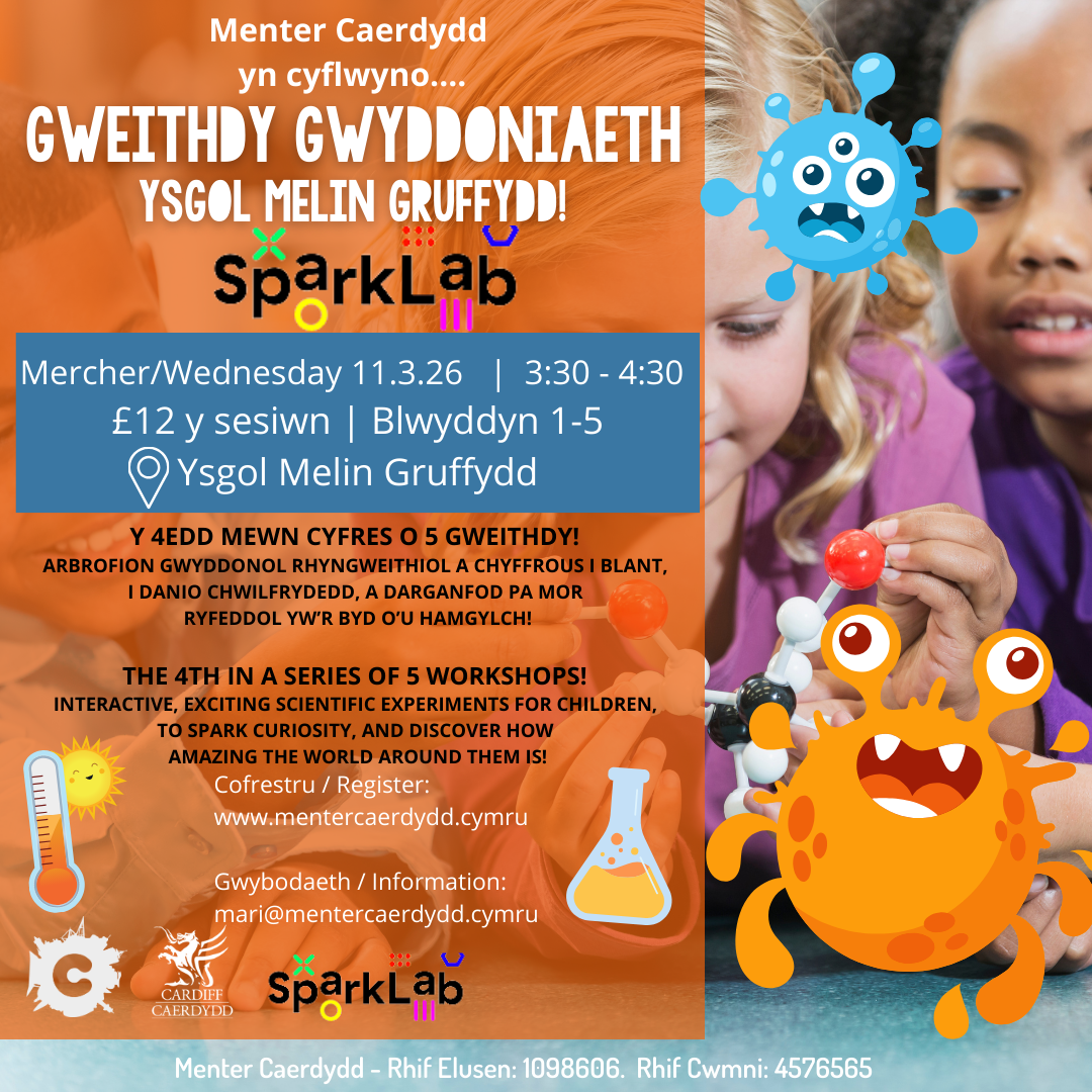 Gweithdy Gwyddoniaeth gyda Sparkab Melin Gruffydd!
