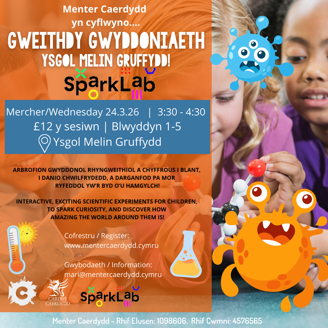 Gweithdy Gwyddoniaeth gyda Sparklab Melin Gruffydd!