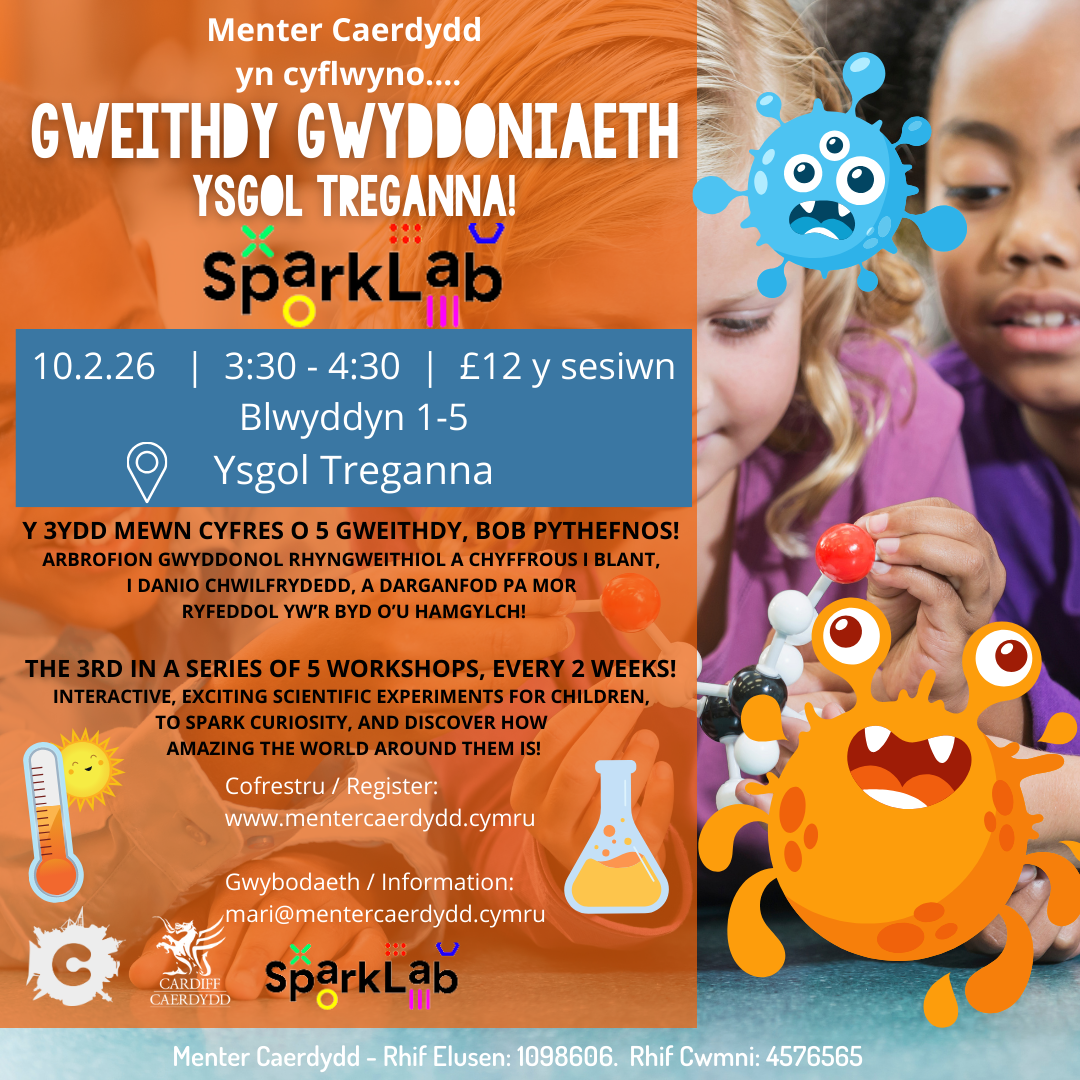 Gweithdy Gwyddoniaeth gyda Sparklab Treganna!