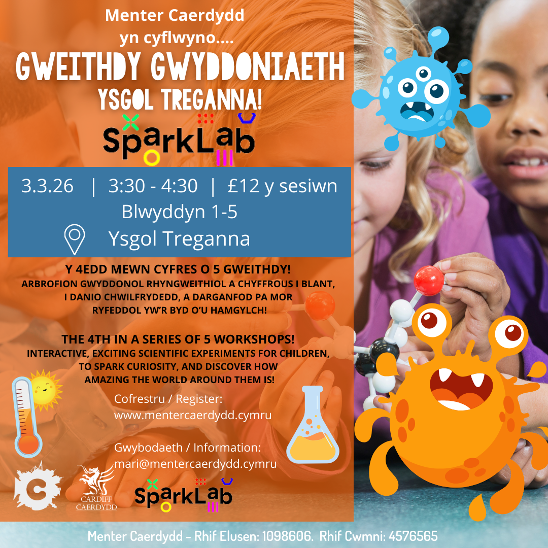 Gweithdy Gwyddoniaeth gyda Sparklab Treganna!